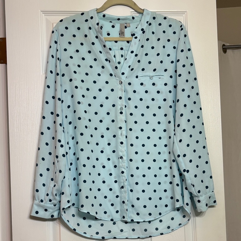 Kut from the Kloth Sky Blue Polka Dot Blouse